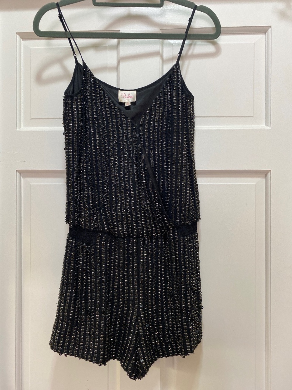 Parker black and silver studded romper size xs